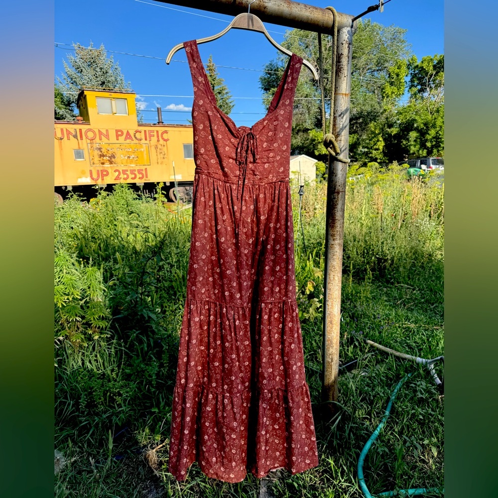 Christy Dawn Adele Dress in Oat Straw Red, XS